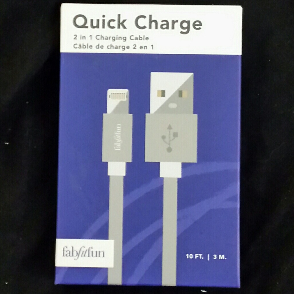 Fabfitfun Quick Charge Cable ( Gray) 10 ft